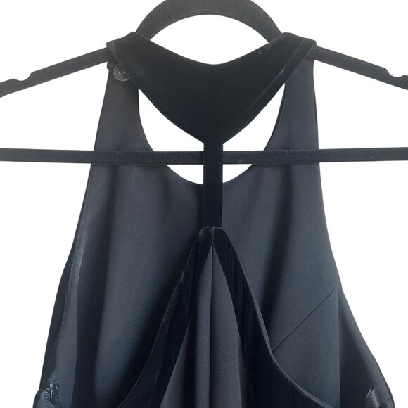 VTG Andrea Polizzi Rex Lester Small Black Halter Formal Gown Dress Velvet Goth - Picture 3 of 16